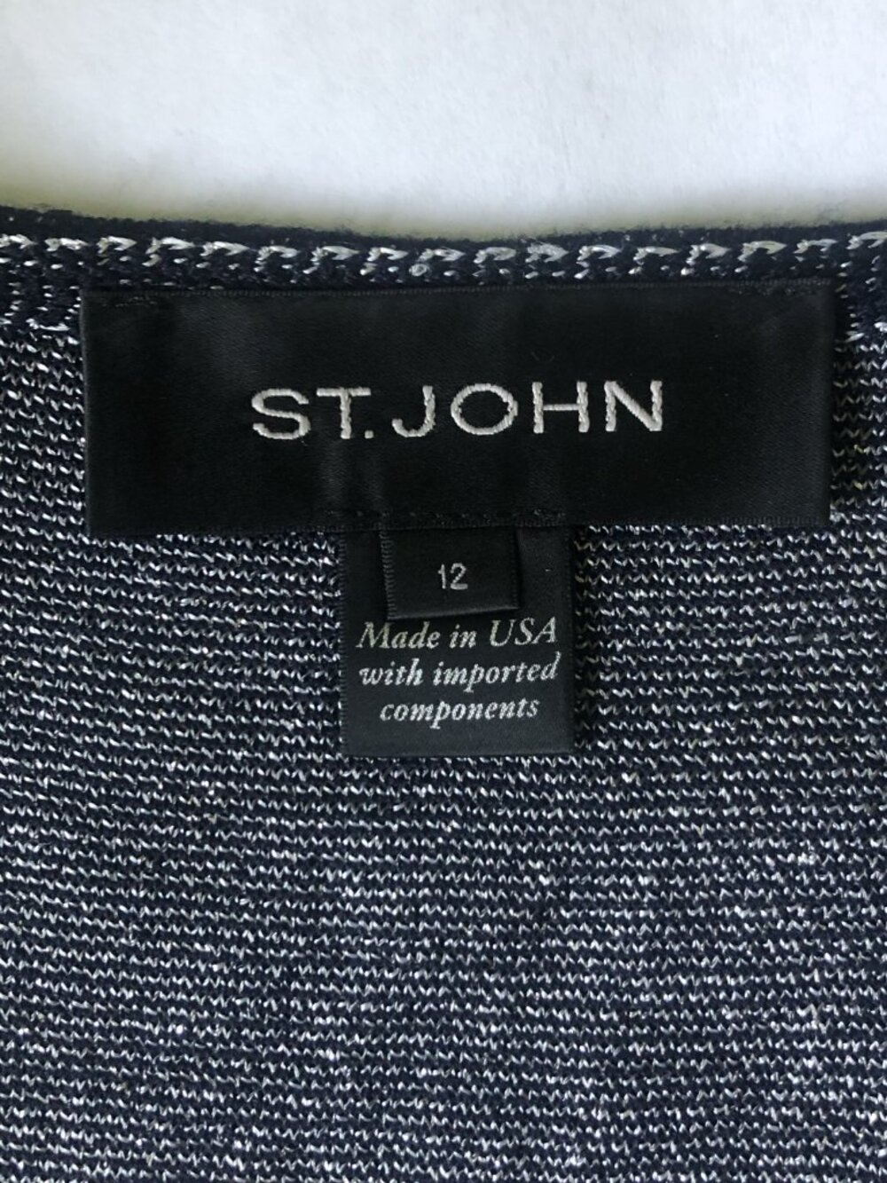 ST JOHN Navy Sparkle Silver Ombré Knit Cardigan Evening Glamour Jacket Luxe Sz L - Picture 7 of 8